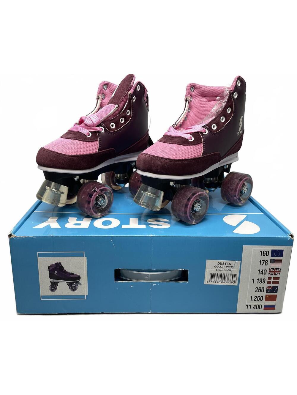 Story Duster Quad Roller Skates Wine Pink Size YOUTH Size 33-34